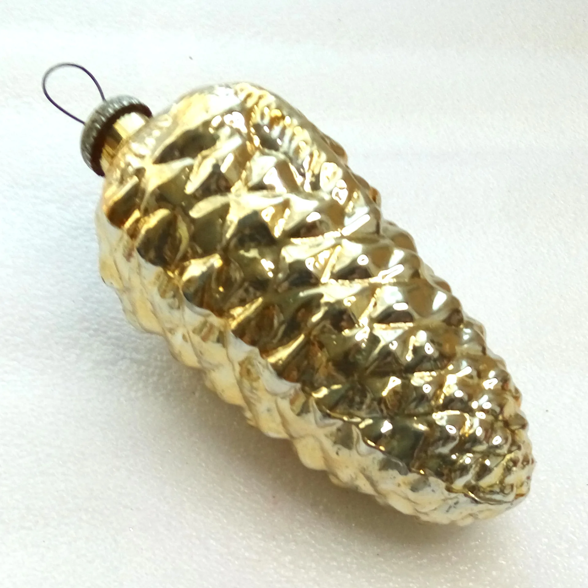 Huge Vintage Russian Glass Christmas Ornament Pinecone