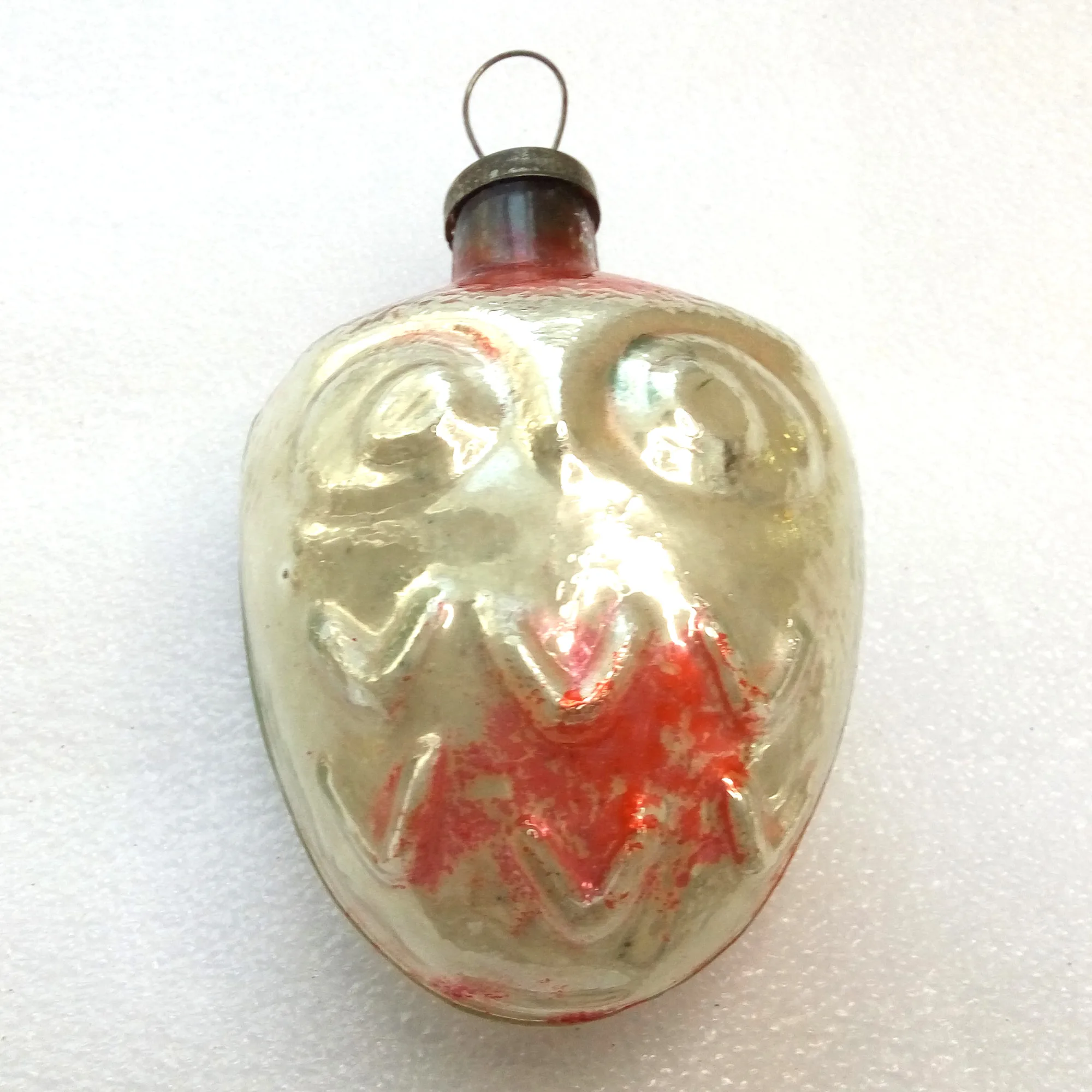 Huge Vintage Mercury Glass Christmas Ornament Old Owl