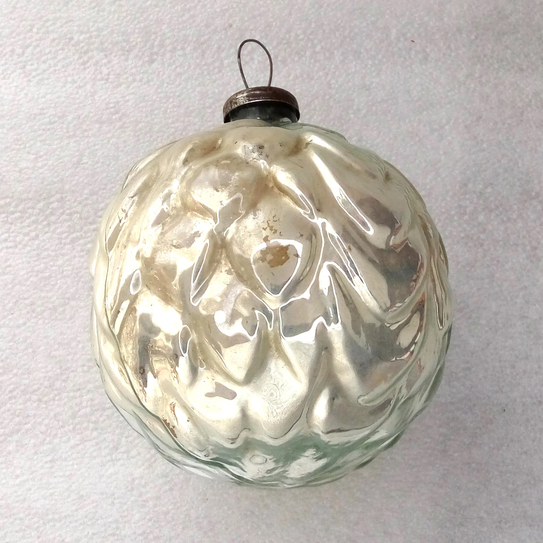 Huge Vintage Mercury Glass Christmas Ornament Old Hop