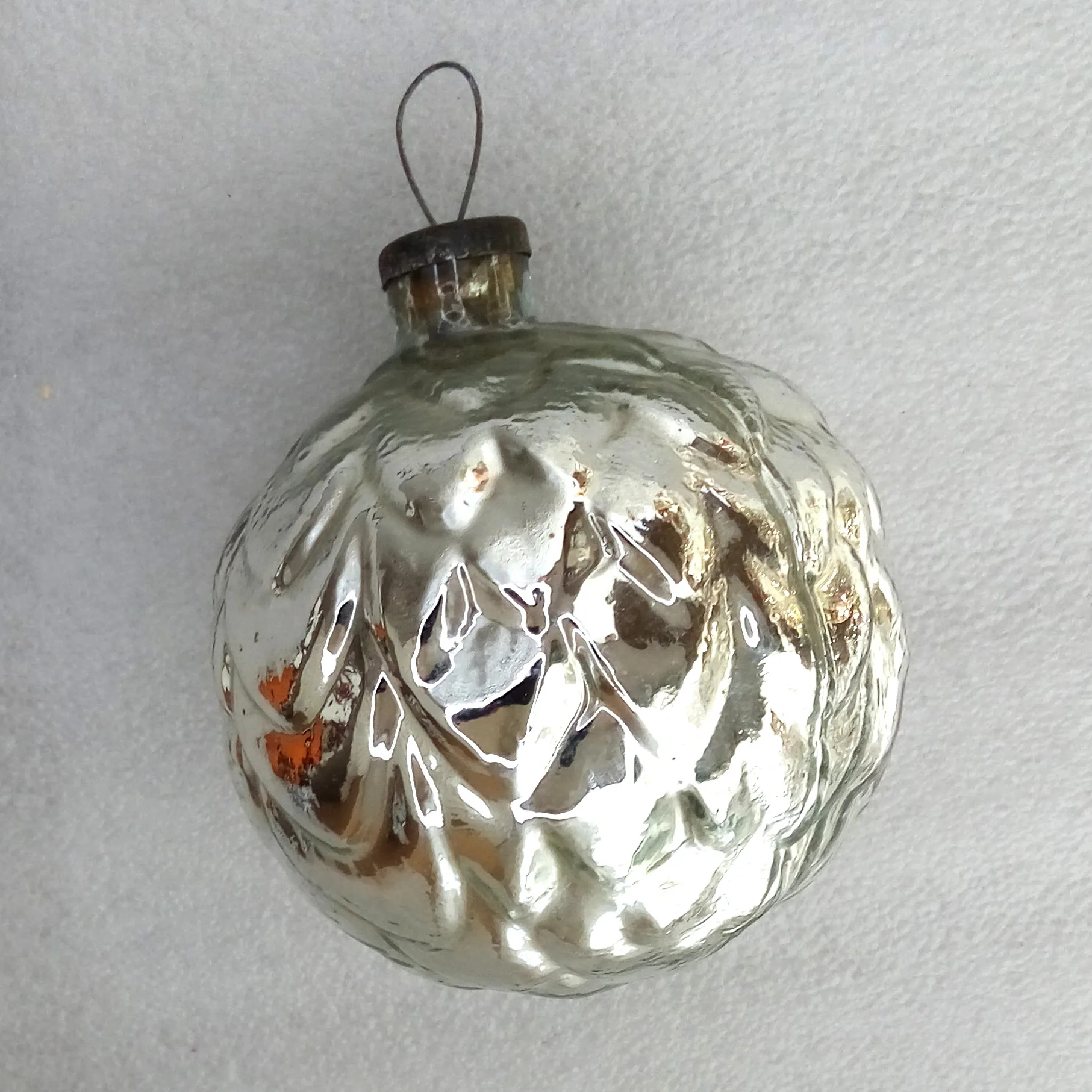 Huge Vintage Mercury Glass Christmas Ornament Old Hop