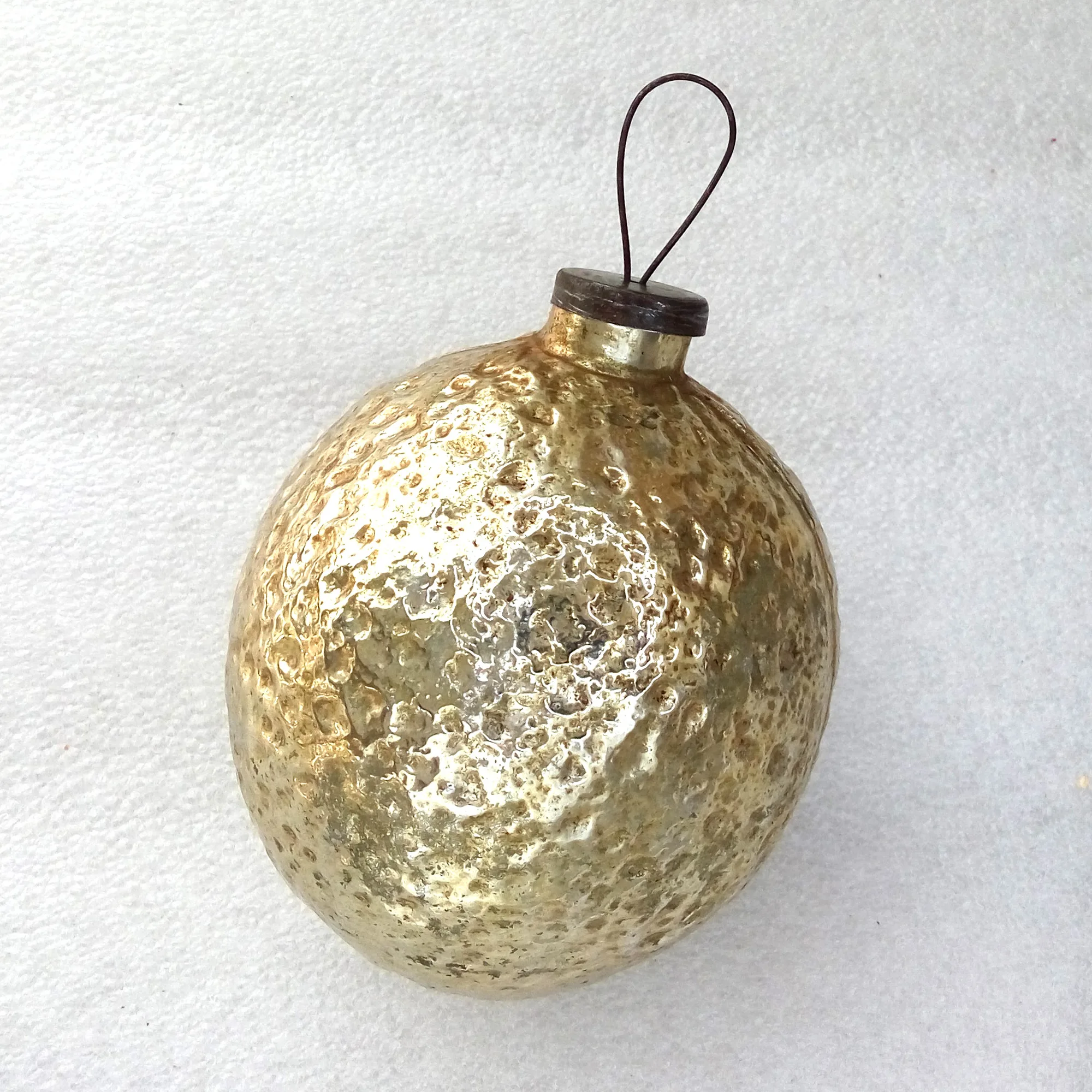 Huge Vintage Russian Glass Christmas Ornament Orange