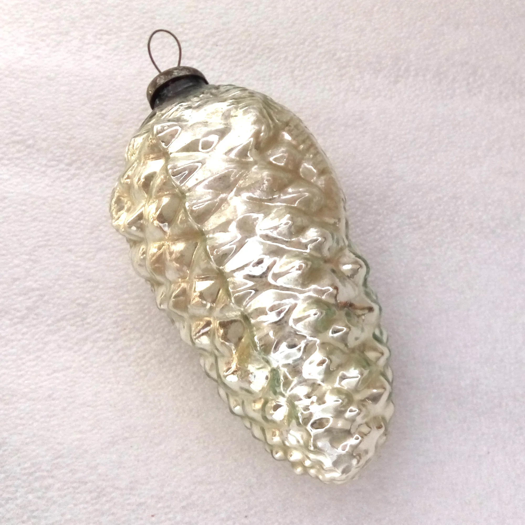 Huge Vintage Mercury Glass Christmas Ornament Pinecone