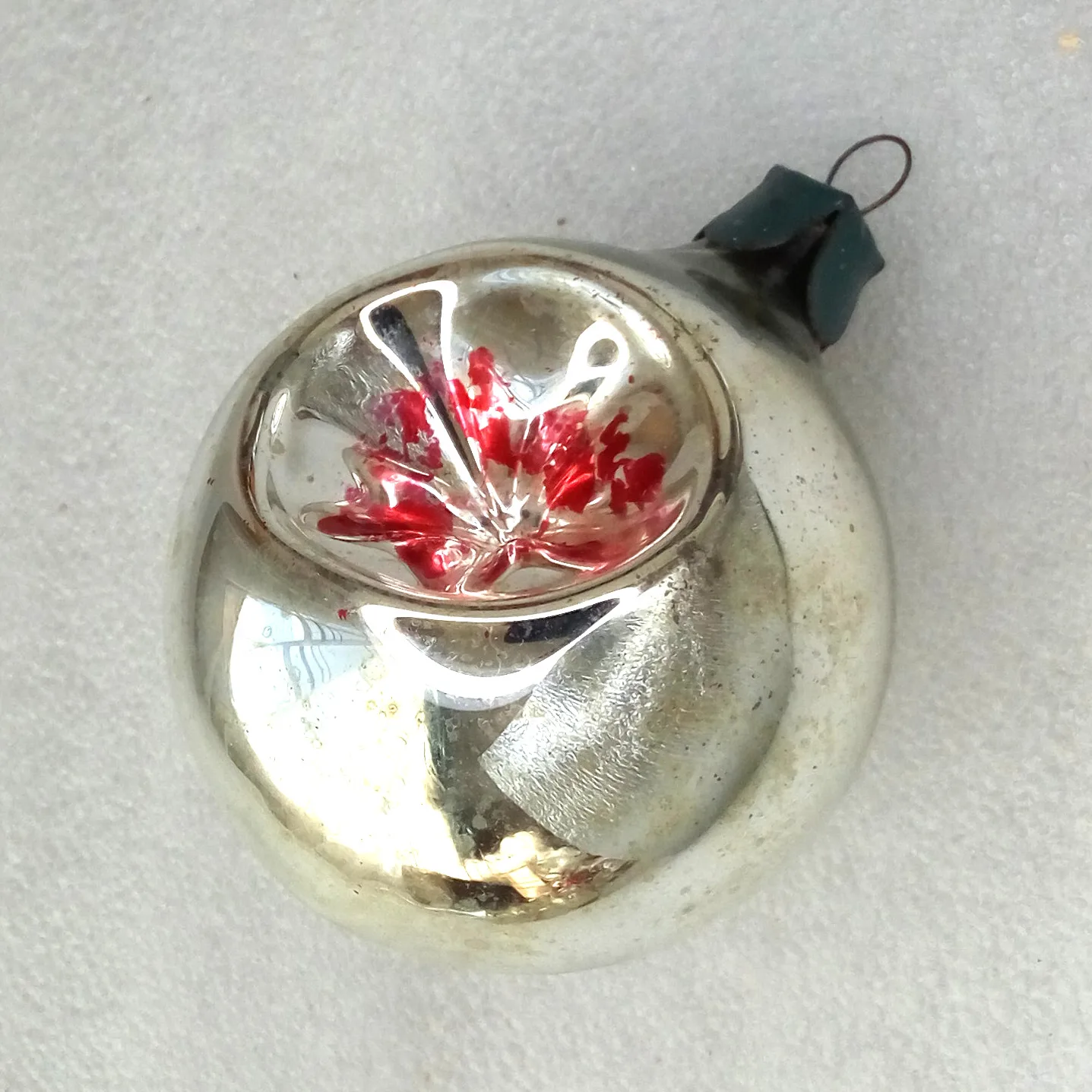 Vintage Mercury Glass Christmas Ornament Antique Lantern