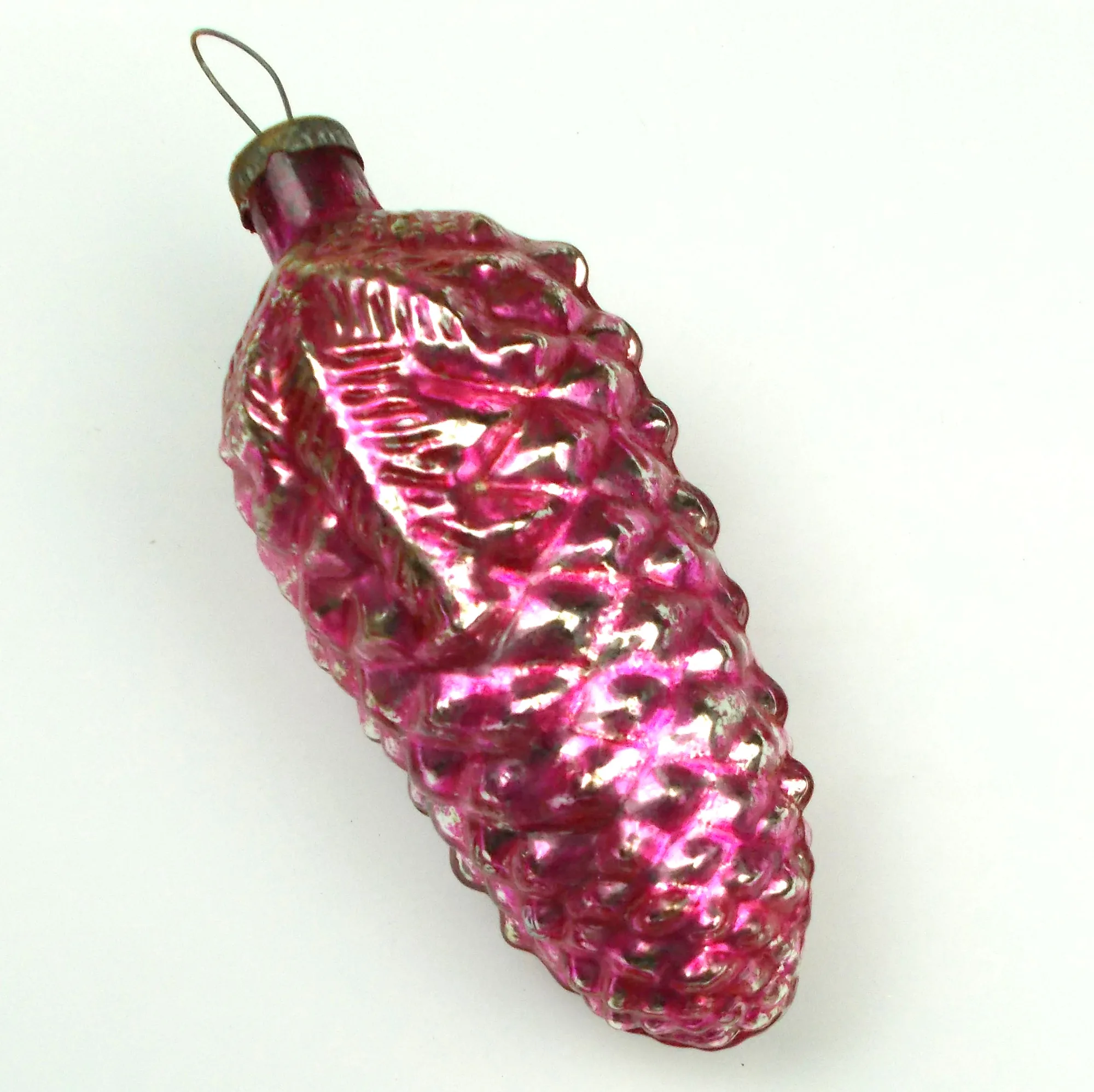 Huge Vintage Russian Glass Christmas Ornament Pinecone
