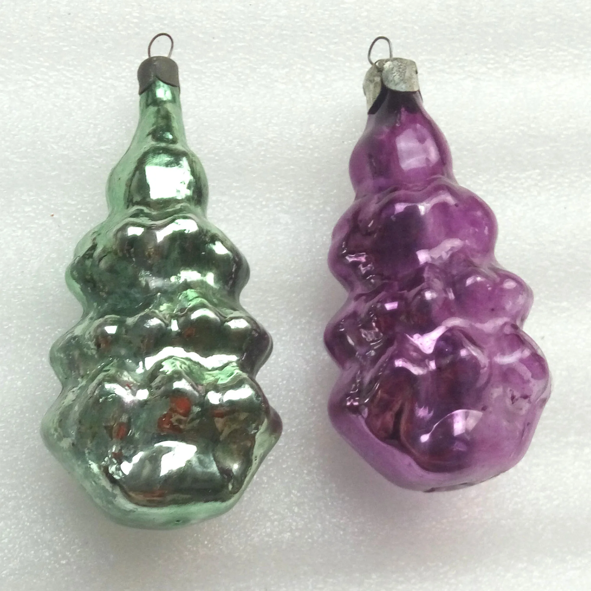 Set of 2 Vintage USSR Glass Christmas Ornaments Christmas
