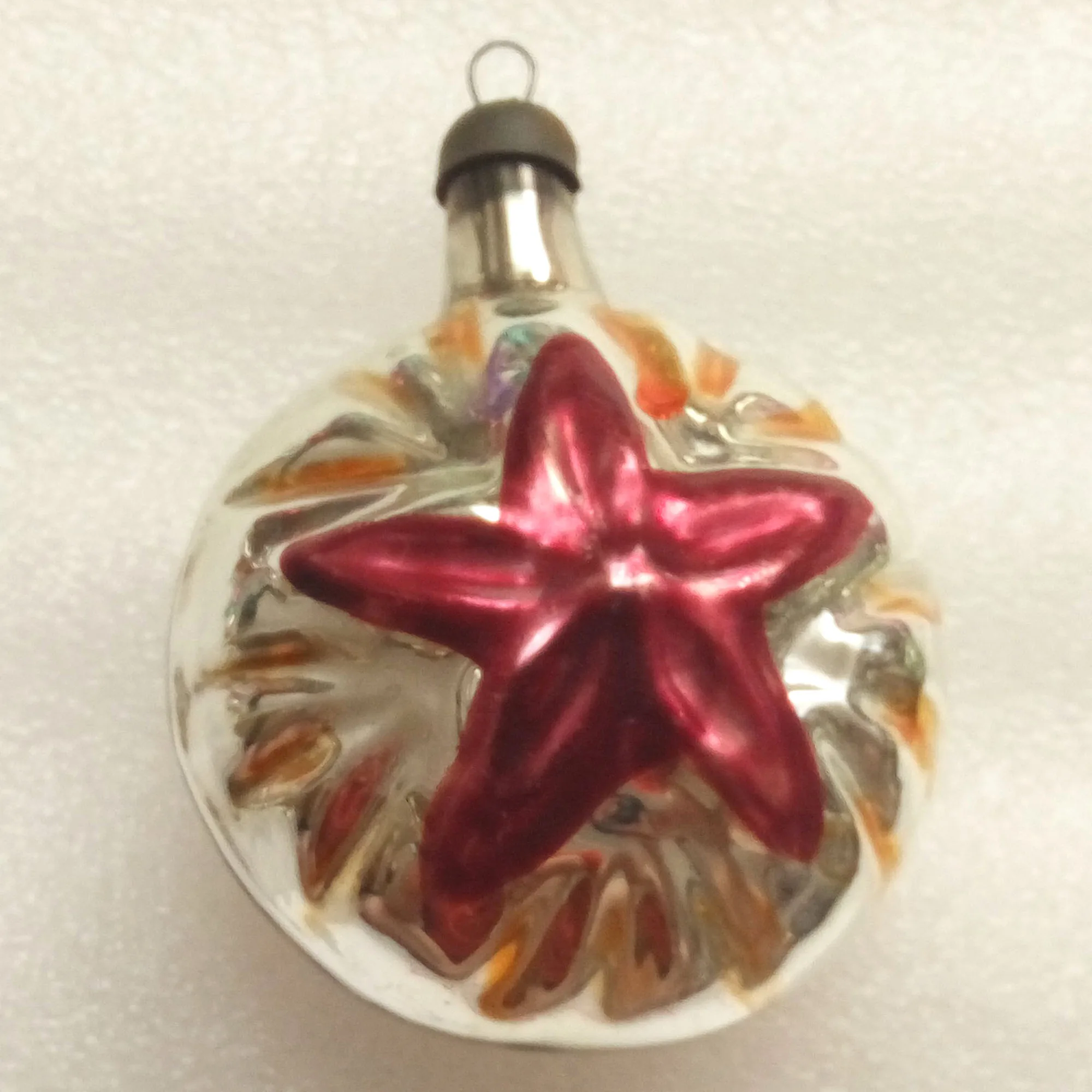 Antique Vintage USSR Glass Christmas Ornament Red Star