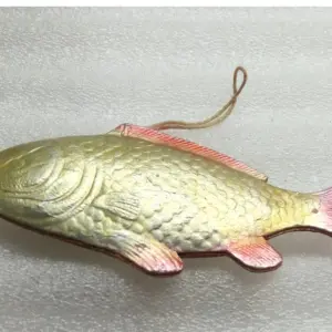 Antique USSR Cardboard Christmas Gold Fish Animal Ornament 1950s