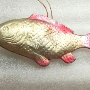Antique USSR Cardboard Christmas Gold Fish Animal Ornament 1950s