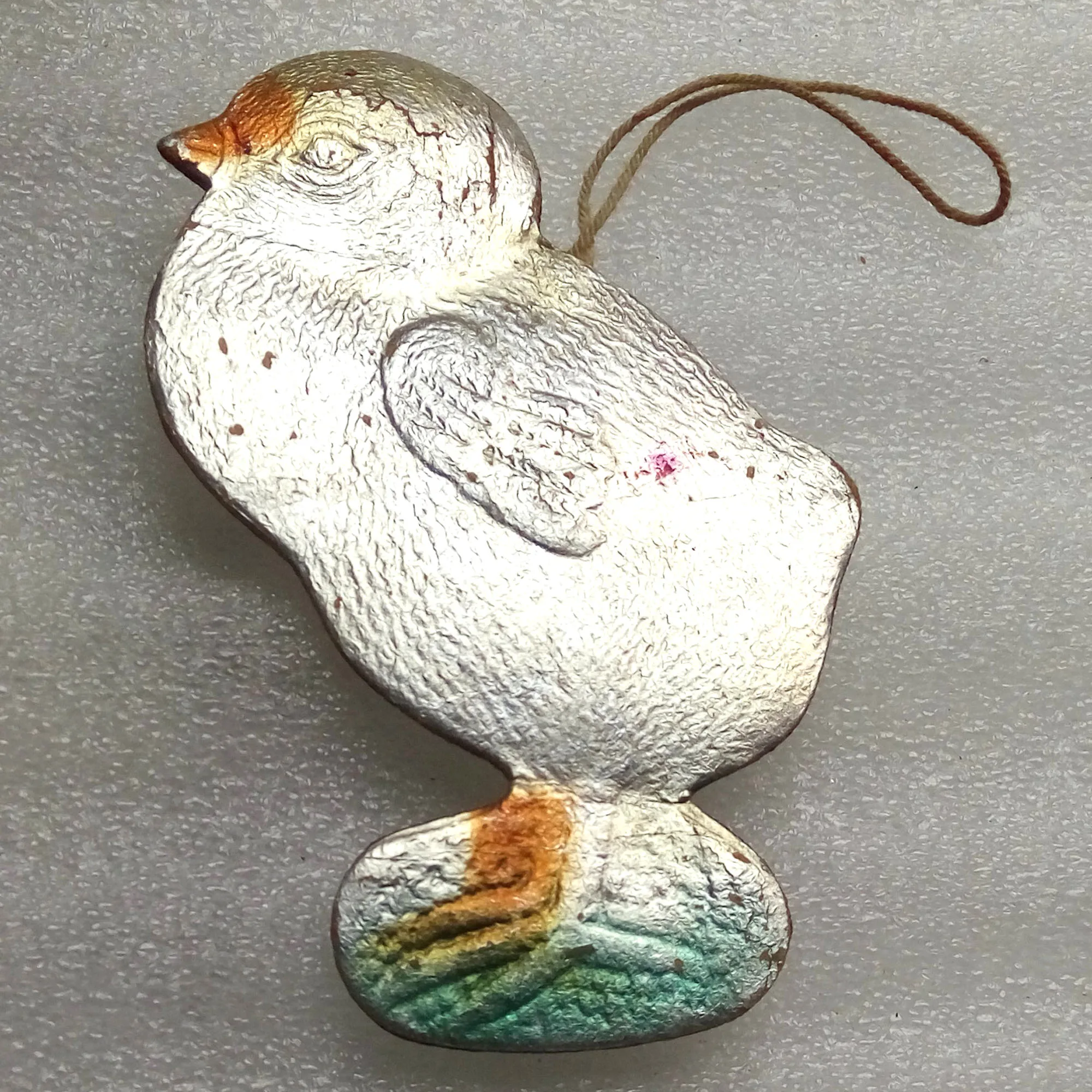Vintage USSR Cardboard Christmas Ornament Old Chicken