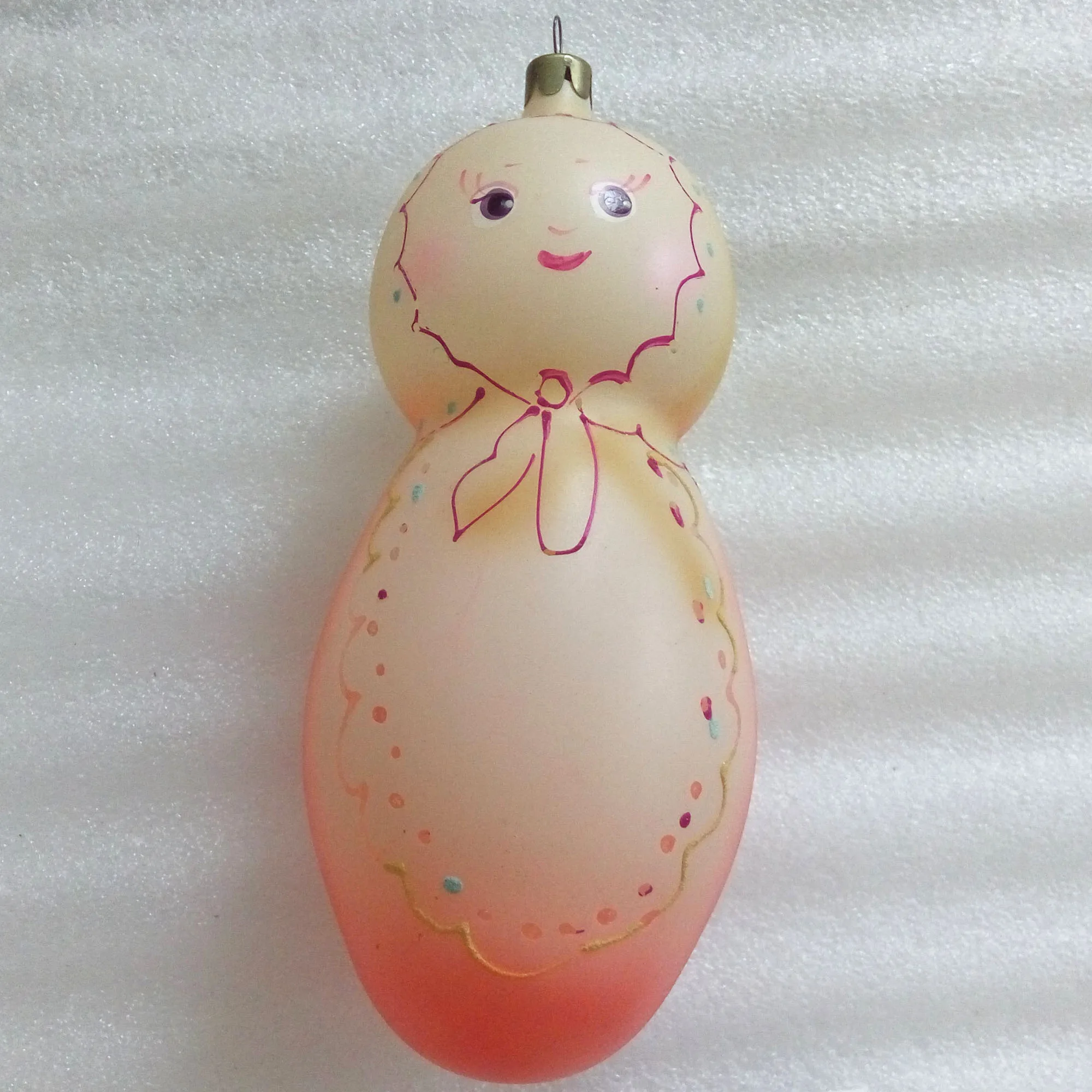 Big Vintage Glass USSR Christmas Ornament Doll