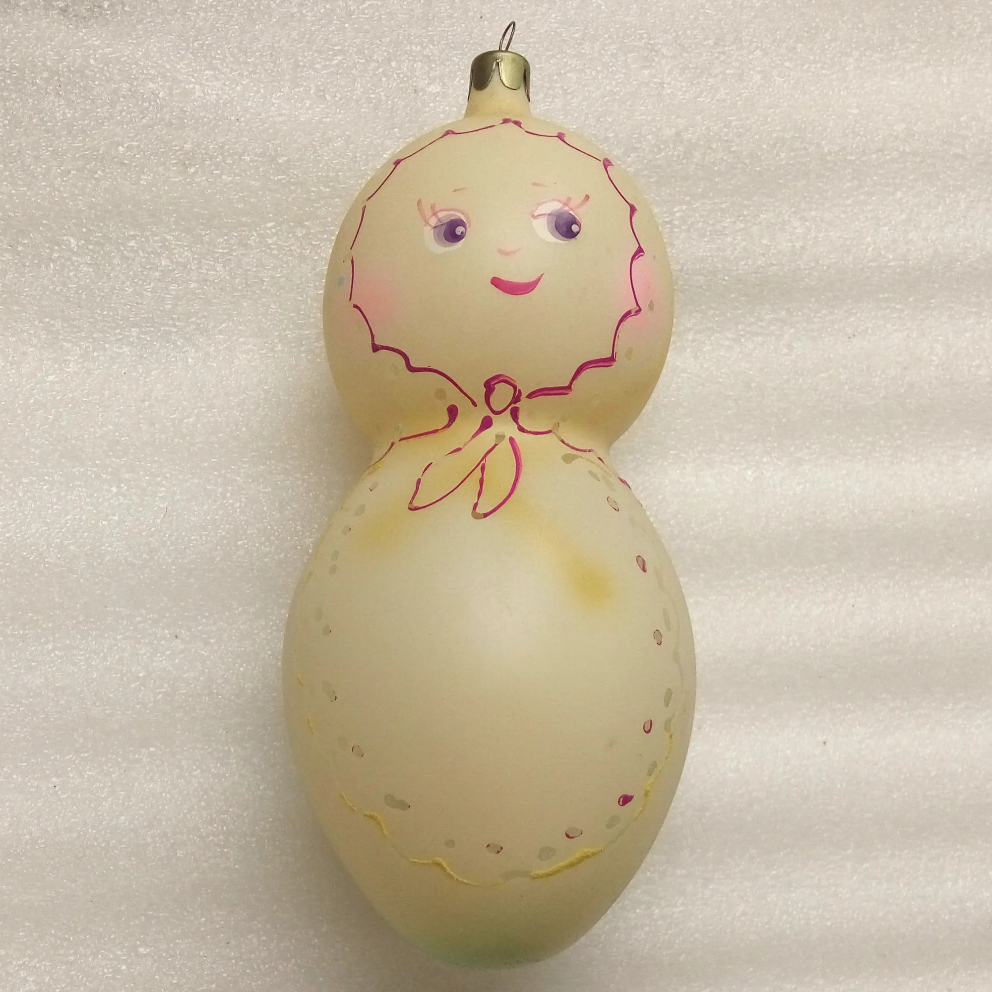 Big Vintage Glass USSR Christmas Ornament Doll