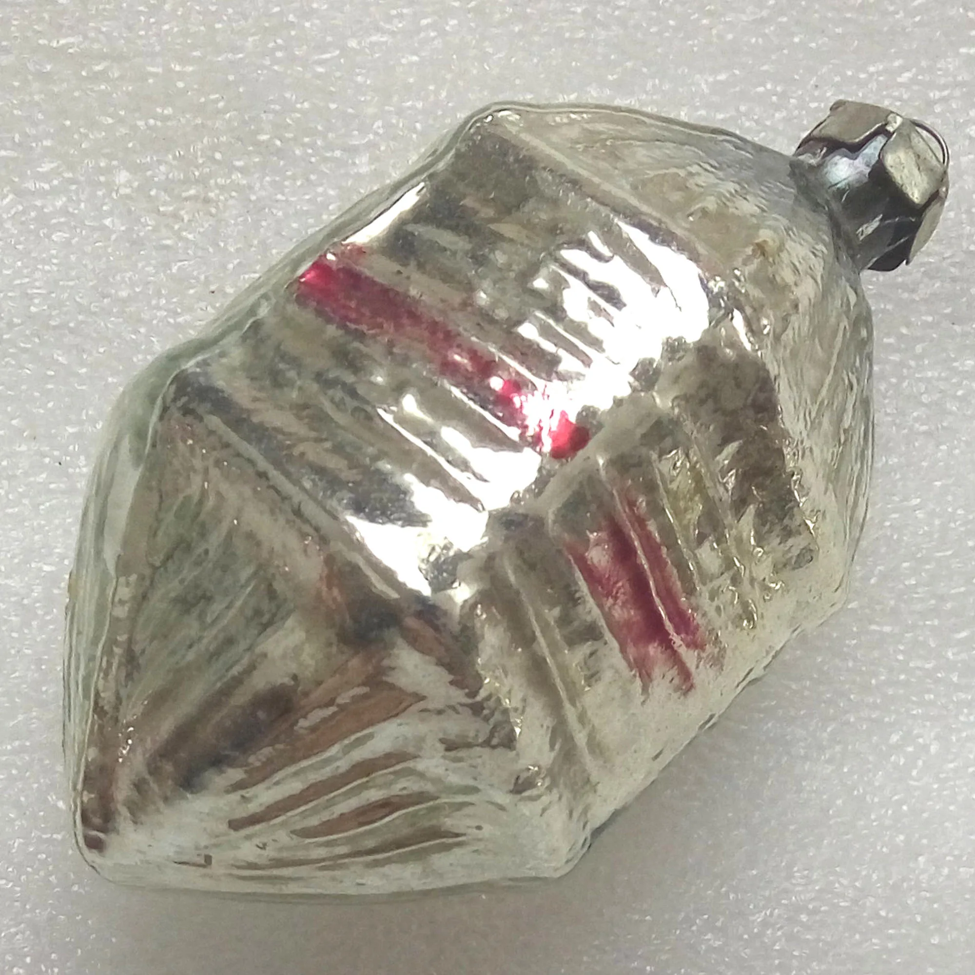 Antique Vintage Silver Glass USSR Christmas Ornament