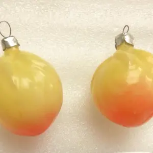 Set of 2 Antique Vintage Glass USSR Christmas Ornament Old Fruits