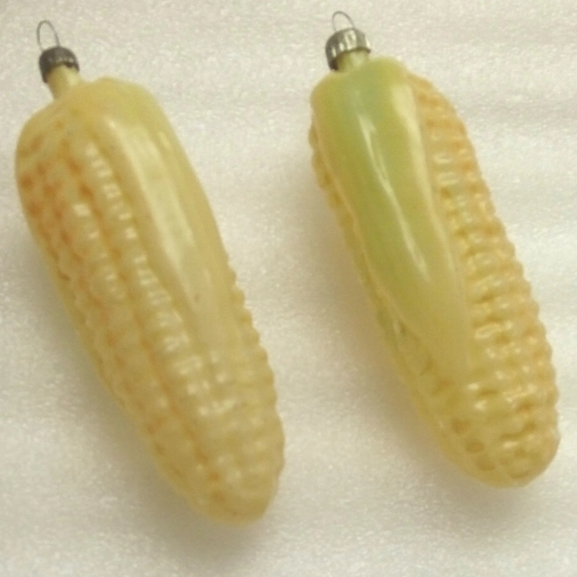 Set of 2 Vintage Ukrainian Glass Christmas Ornament Old Corns