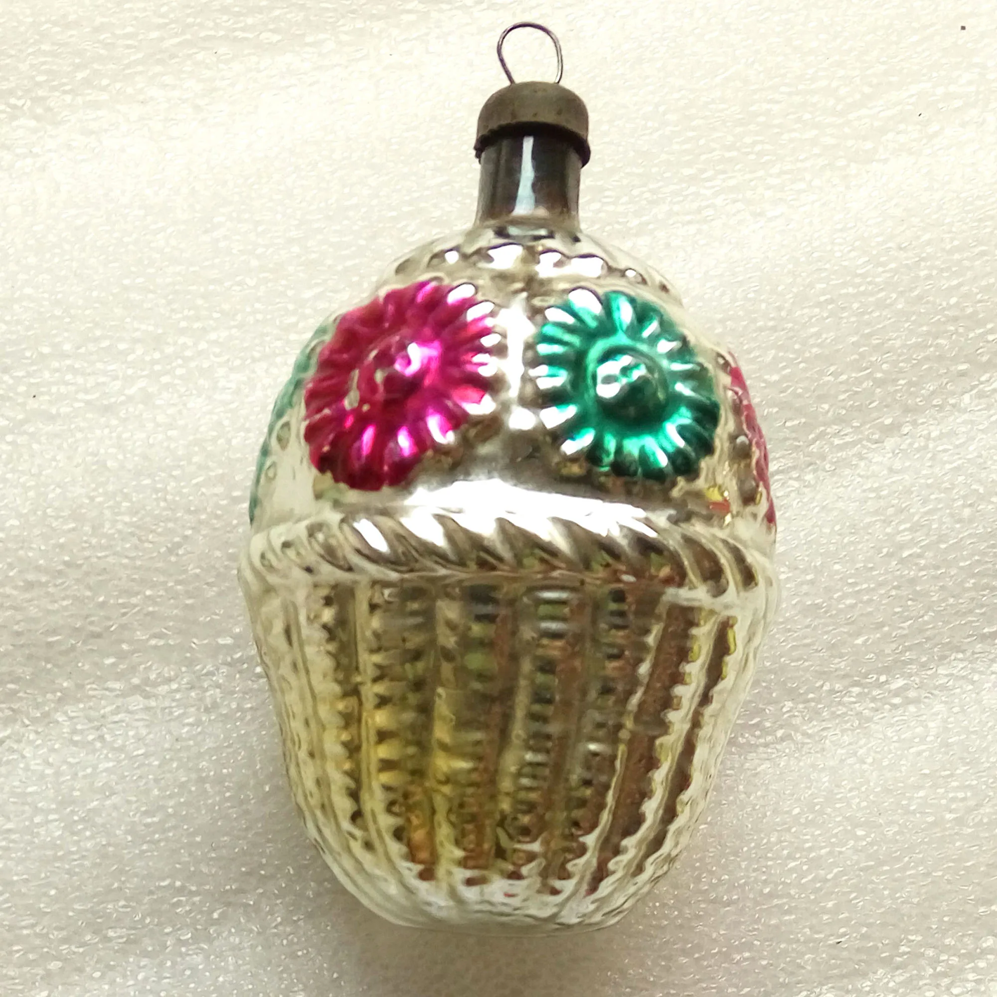 Vintage Glass USSR Christmas Ornament Basket