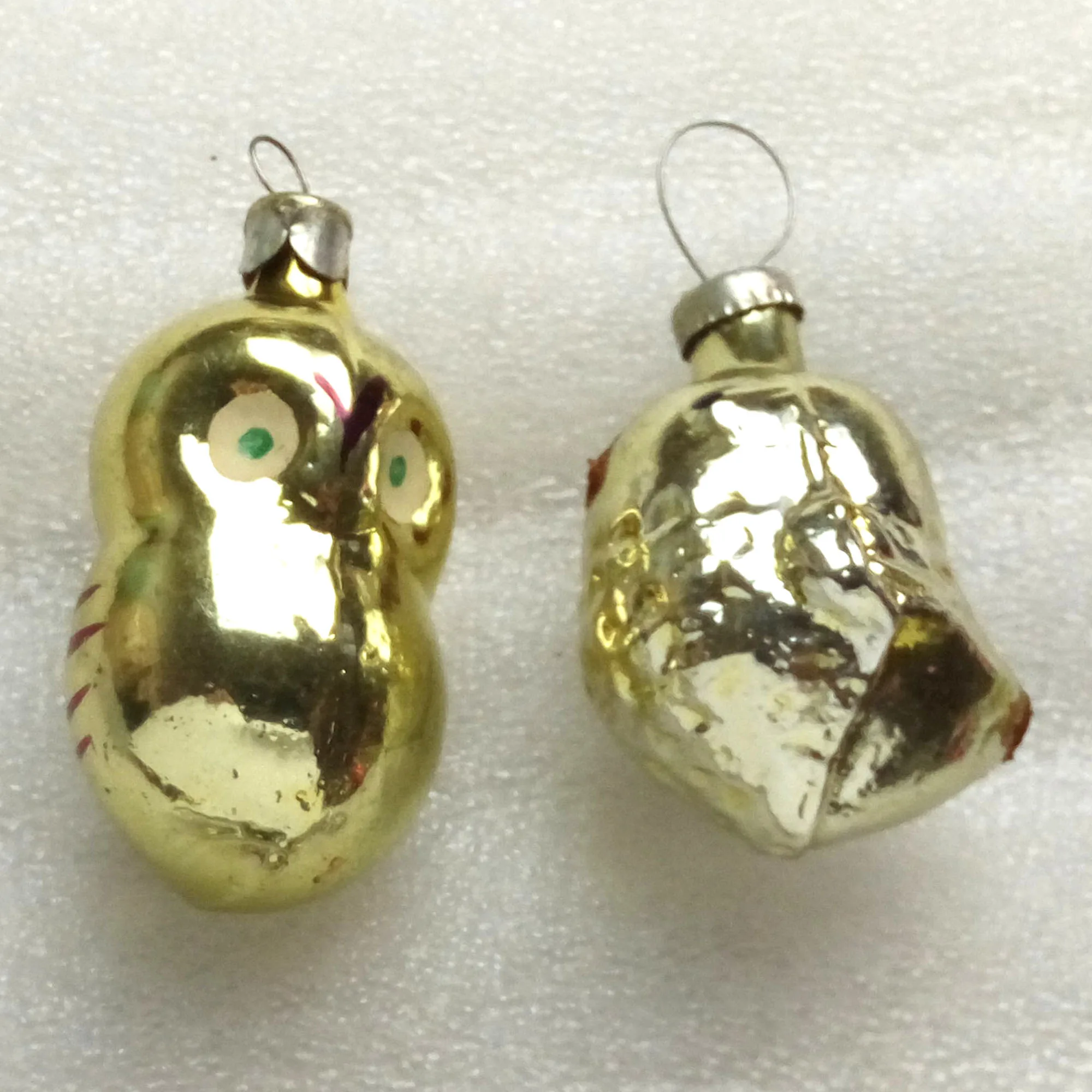 Set of 2 Vintage Ukraine Glass USSR Christmas Ornaments Tree Small Bird