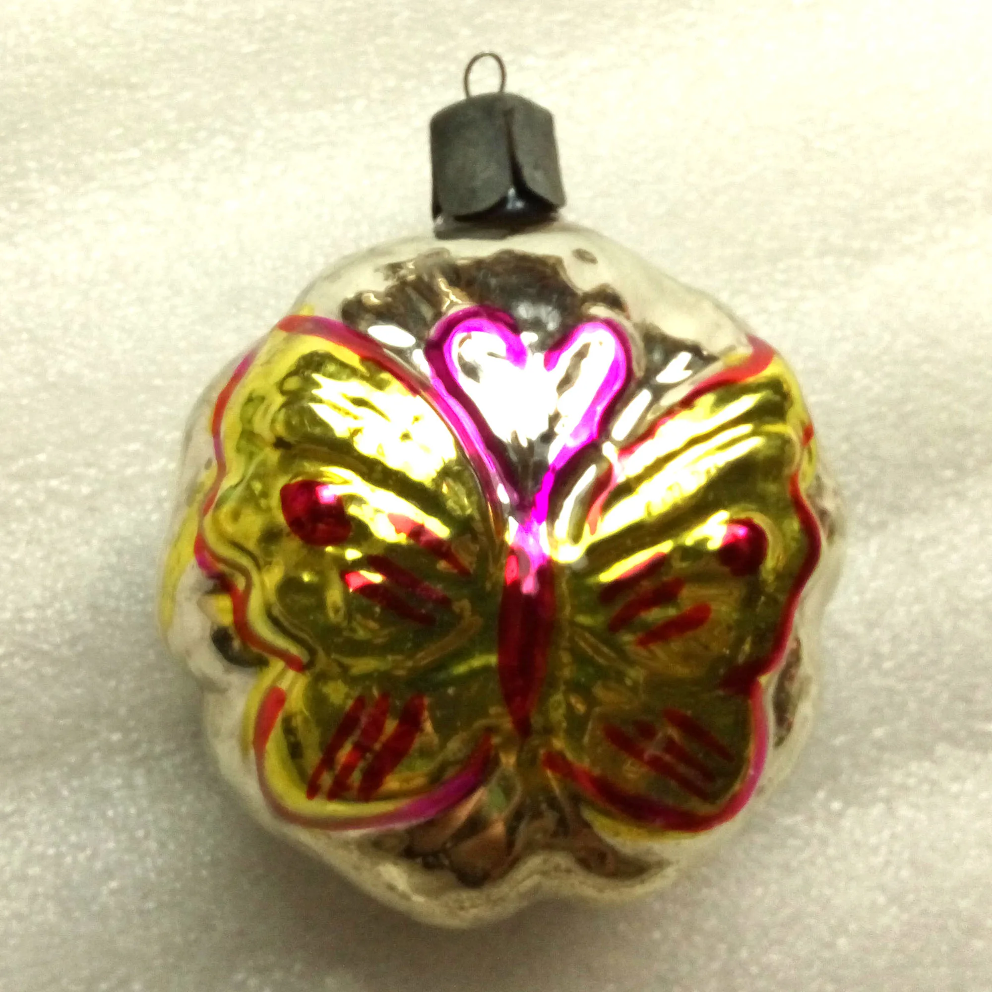 Vintage Ukraine Glass USSR Christmas Ornament Old Butterfly