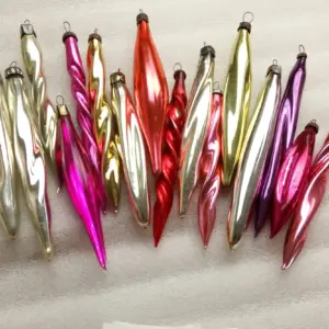 Set of 16 Antique Vintage Glass USSR Christmas Ornaments Icicles