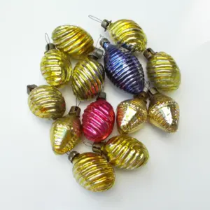 Set of 13 Antique Vintage Glass Christmas Ornaments Cones