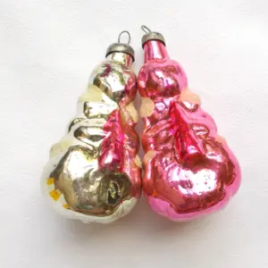 Set of 2 Vintage USSR Antique Glass Christmas Ornament Rabbits