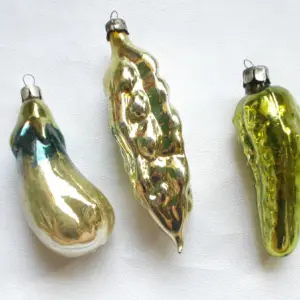 Set of 3 Antique Vegetables Vintage Glass Christmas Ornaments