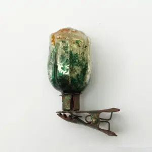 Antique Vintage Silver Glass USSR Christmas Ornament Flower