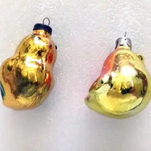 Set of 2 Vintage Antique Glass Christmas Ornament Birds