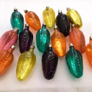 Set of 15 Antique Vintage Glass Christmas Ornament USSR Cones
