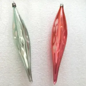 Set of 2 Vintage Ukraine USSR Glass Christmas Ornament Icicles