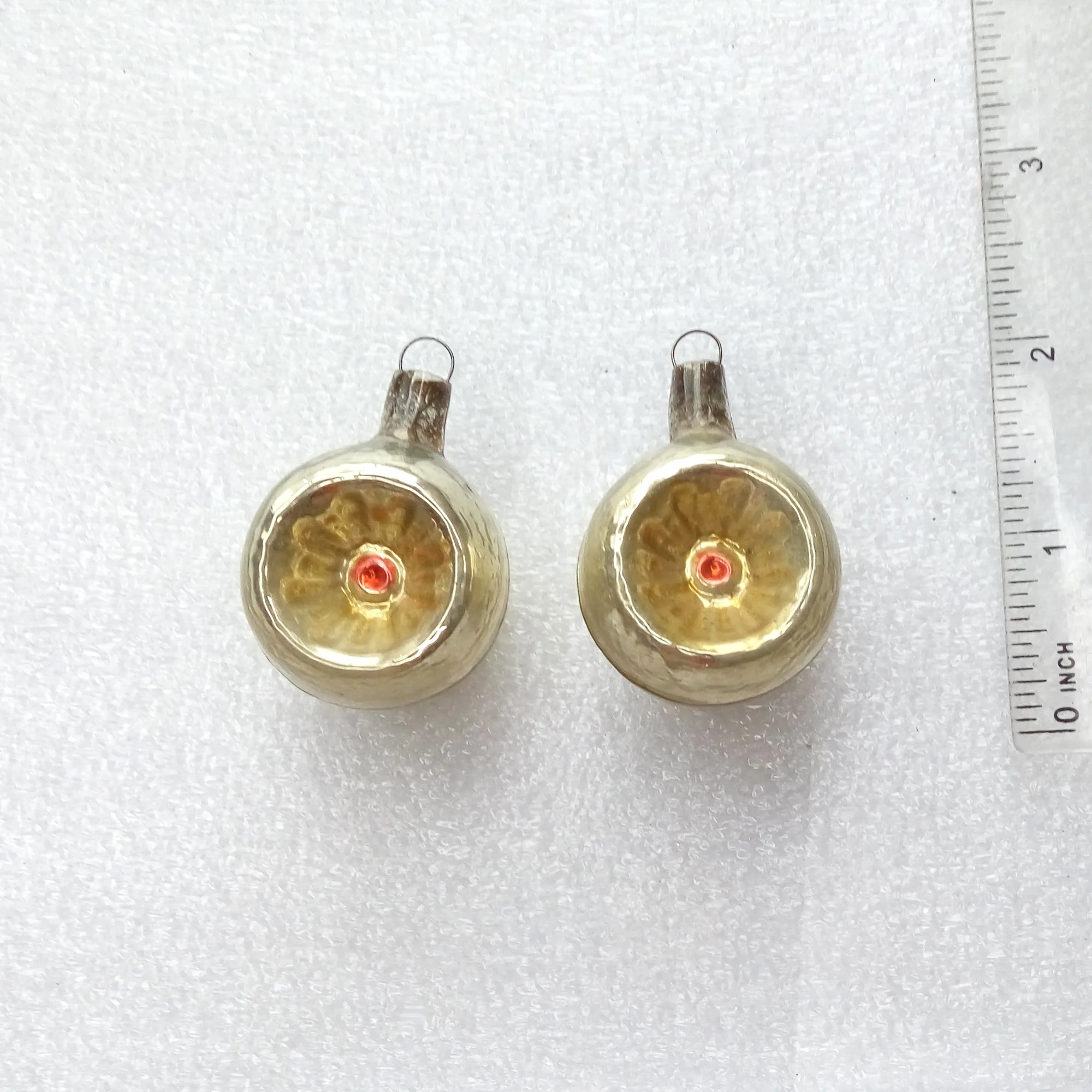 Set of 2 Mini Vintage Glass Christmas Ornaments
