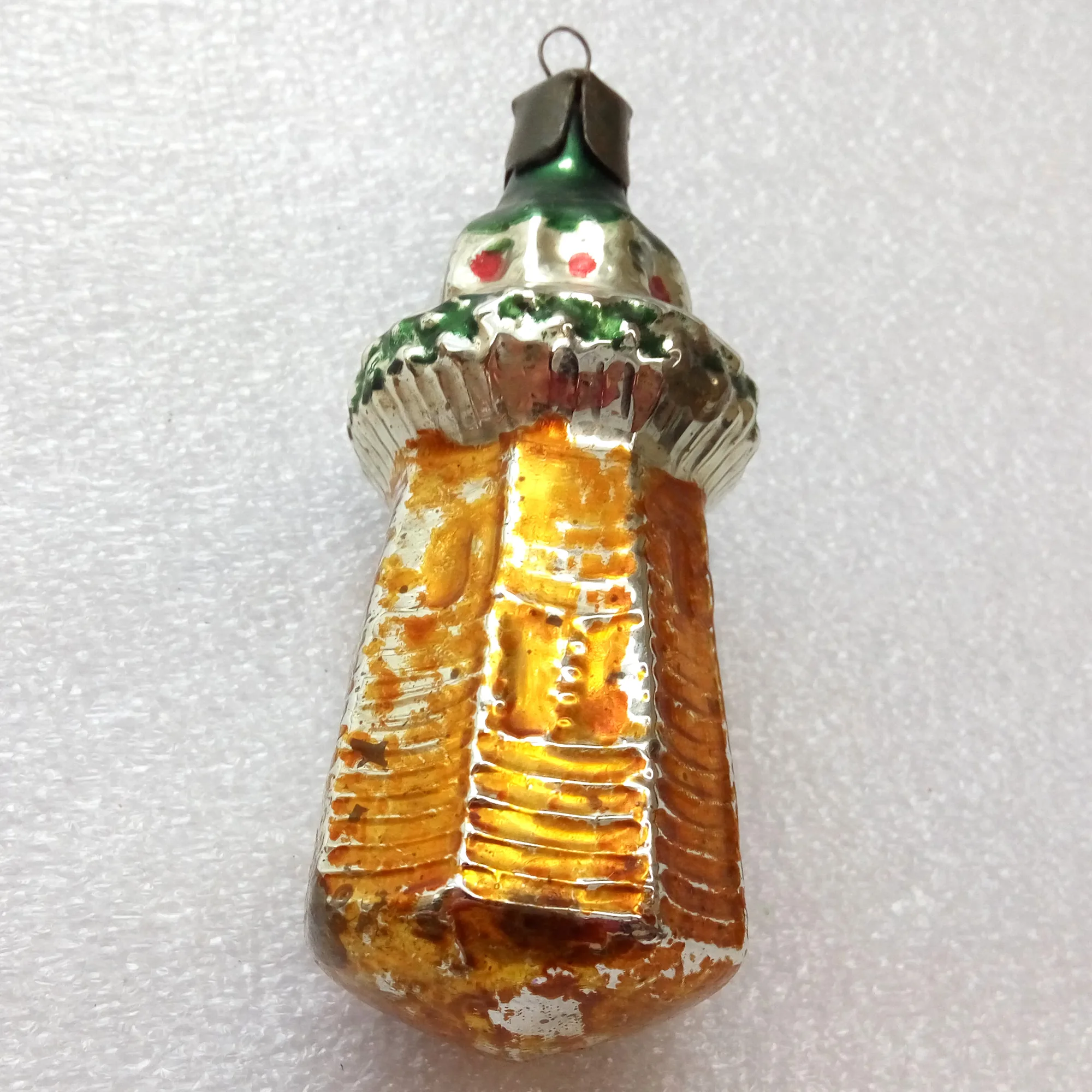 Vintage Ukrainian Glass Christmas Ornament Light House
