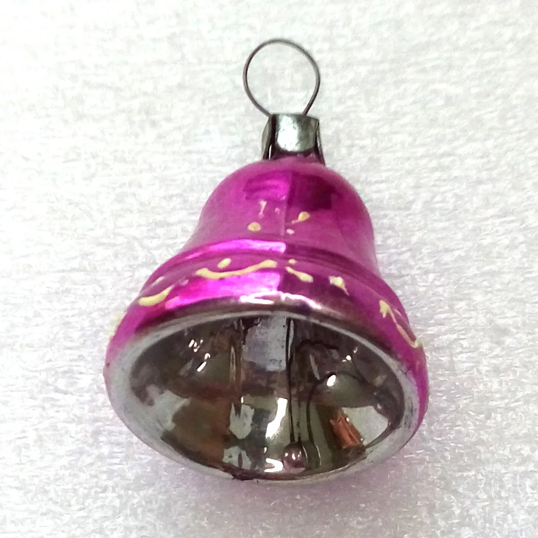 Vintage Ukrainian Glass Christmas Ornament Jingle Bell