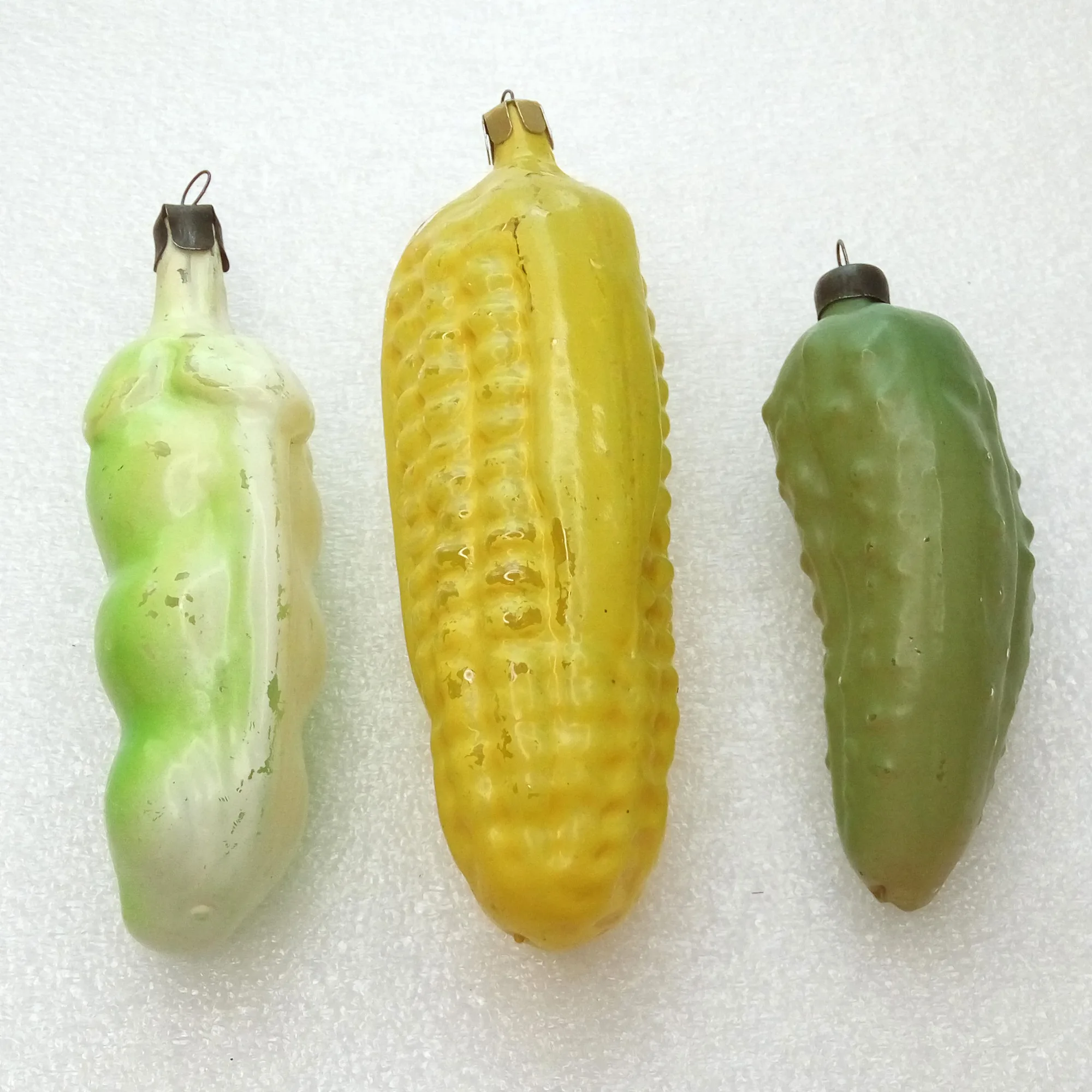 Set of 3 Vintage Glass Christmas Ornament Tree Vegetables