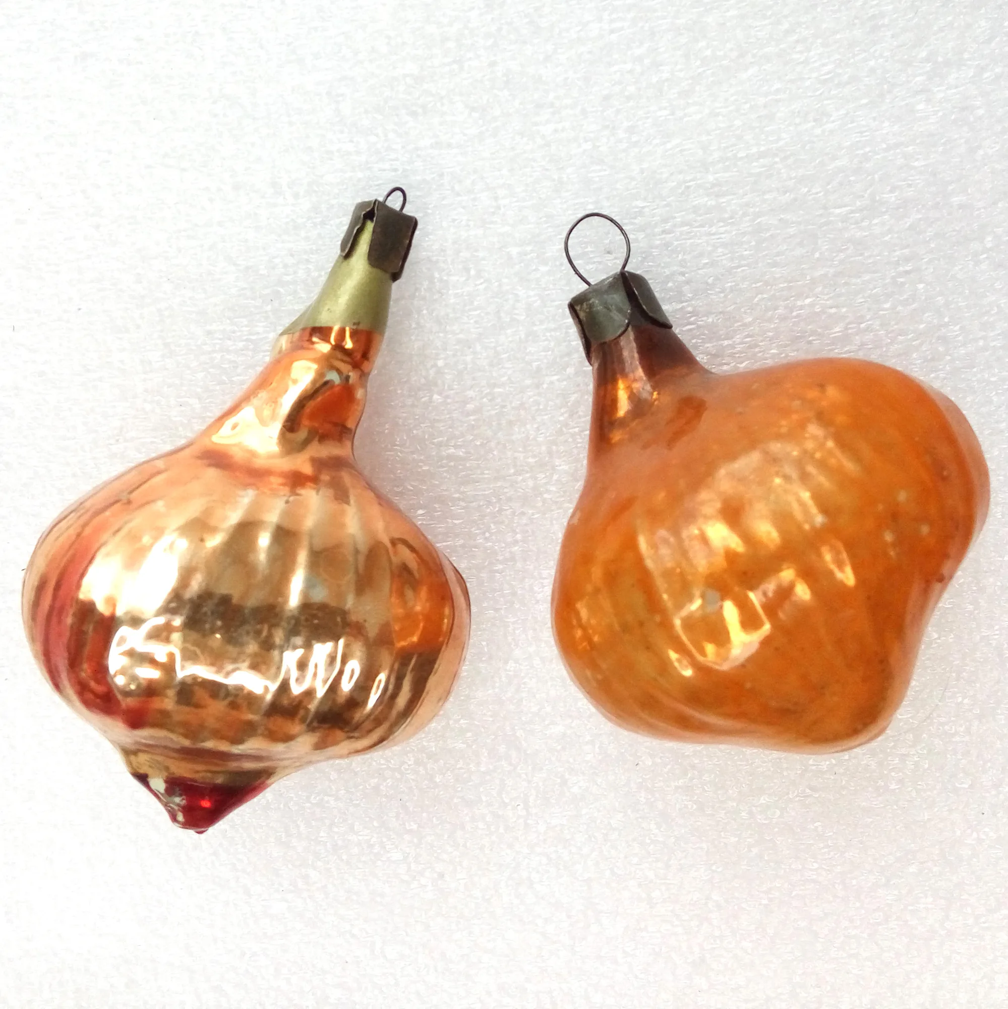 Set of 2 Vintage Glass Christmas Ornaments Onions