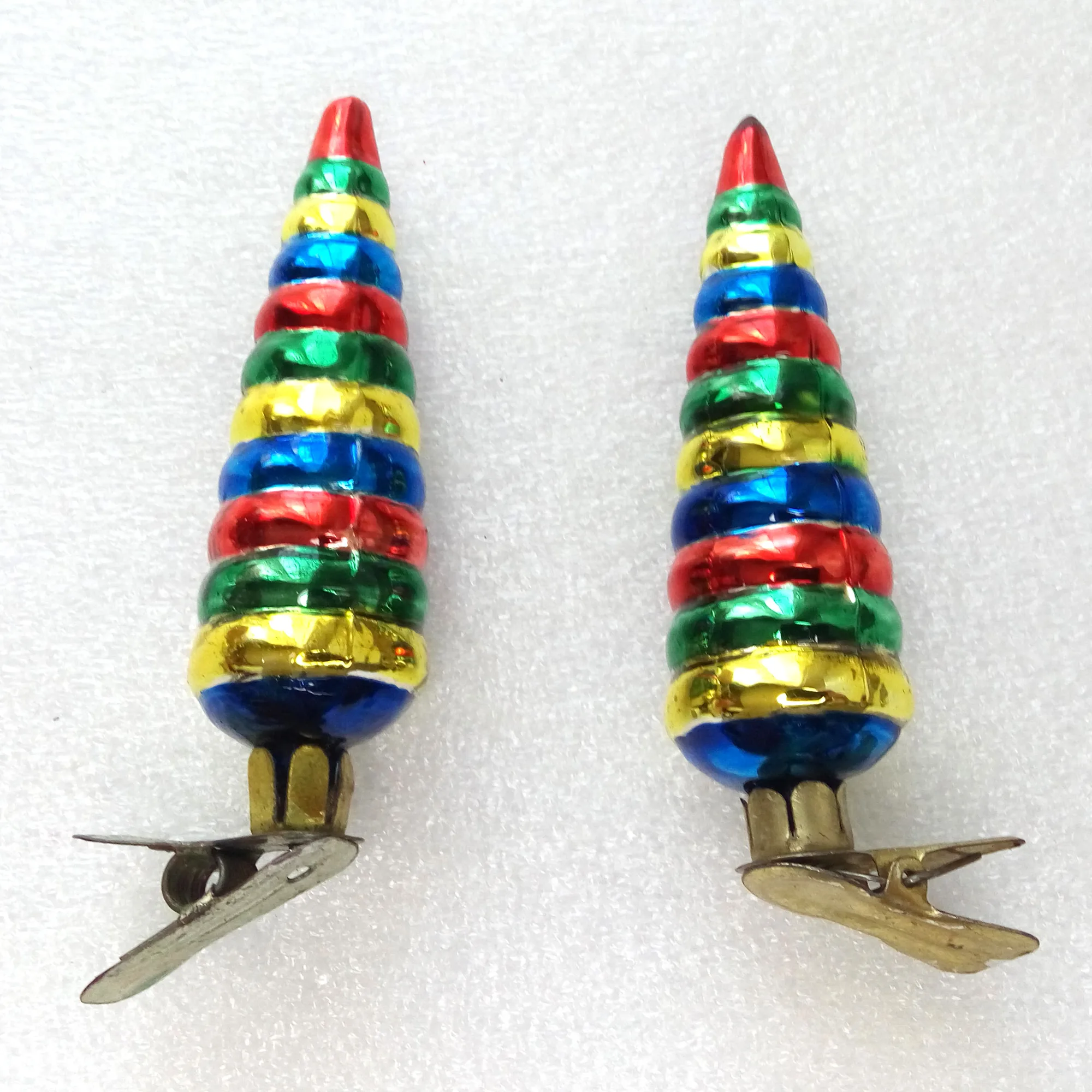 Set of 2 Vintage Silver Glass Christmas Ornaments Christmas