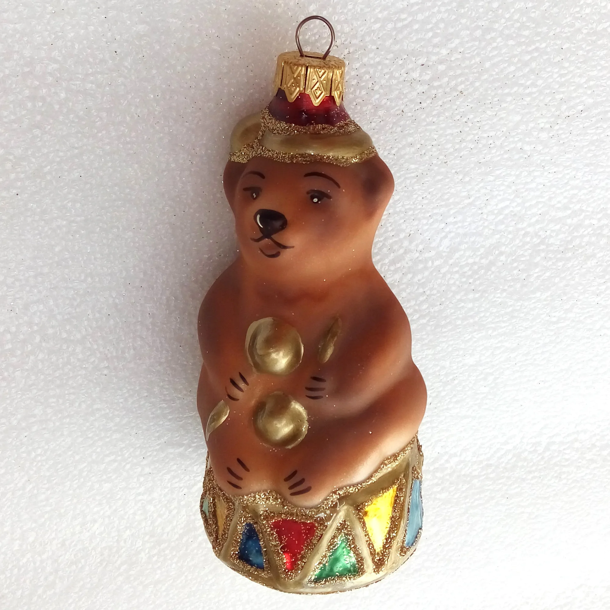 Modern Ukrainian Glass Christmas Ornament Bear