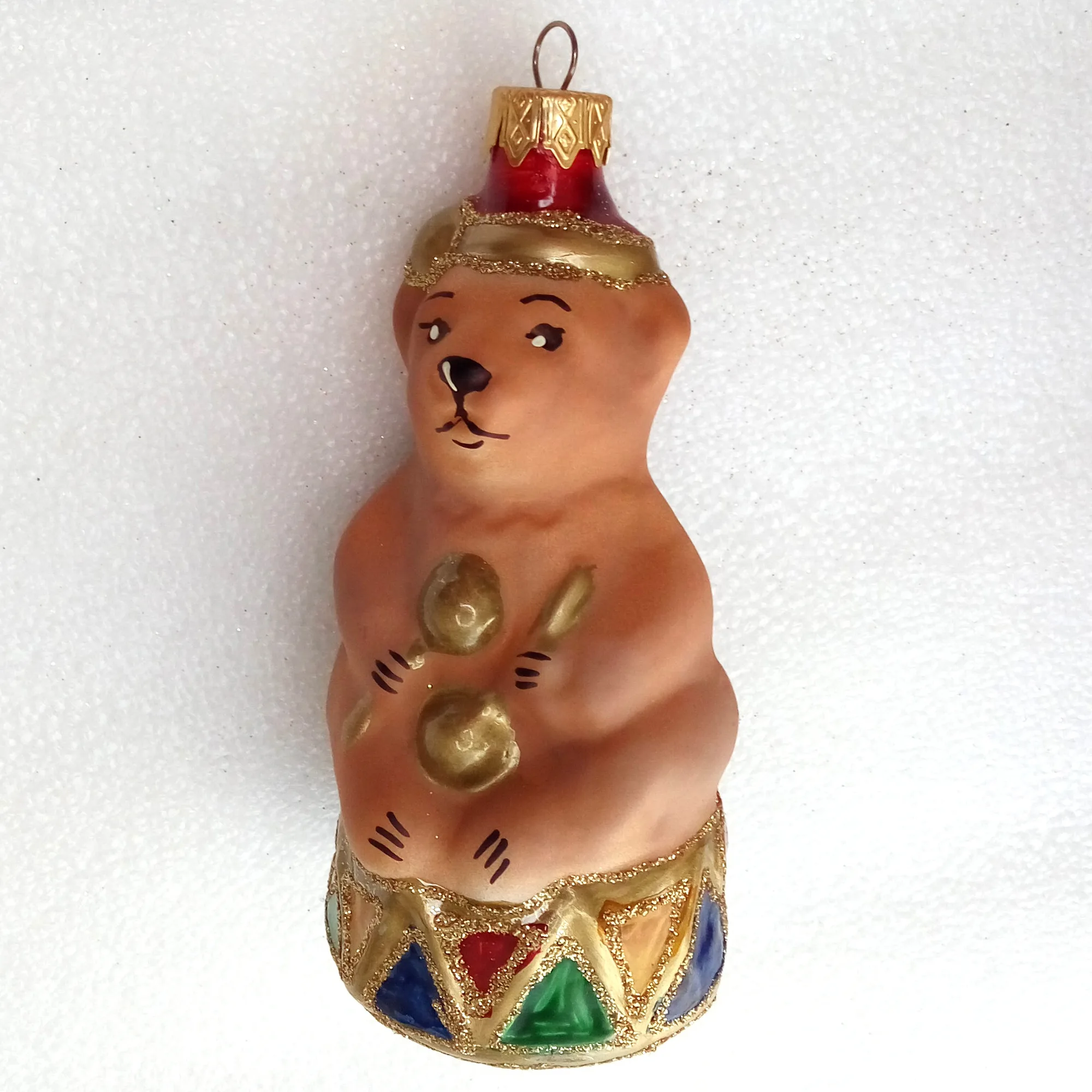Modern Ukrainian Glass Christmas Ornament Bear