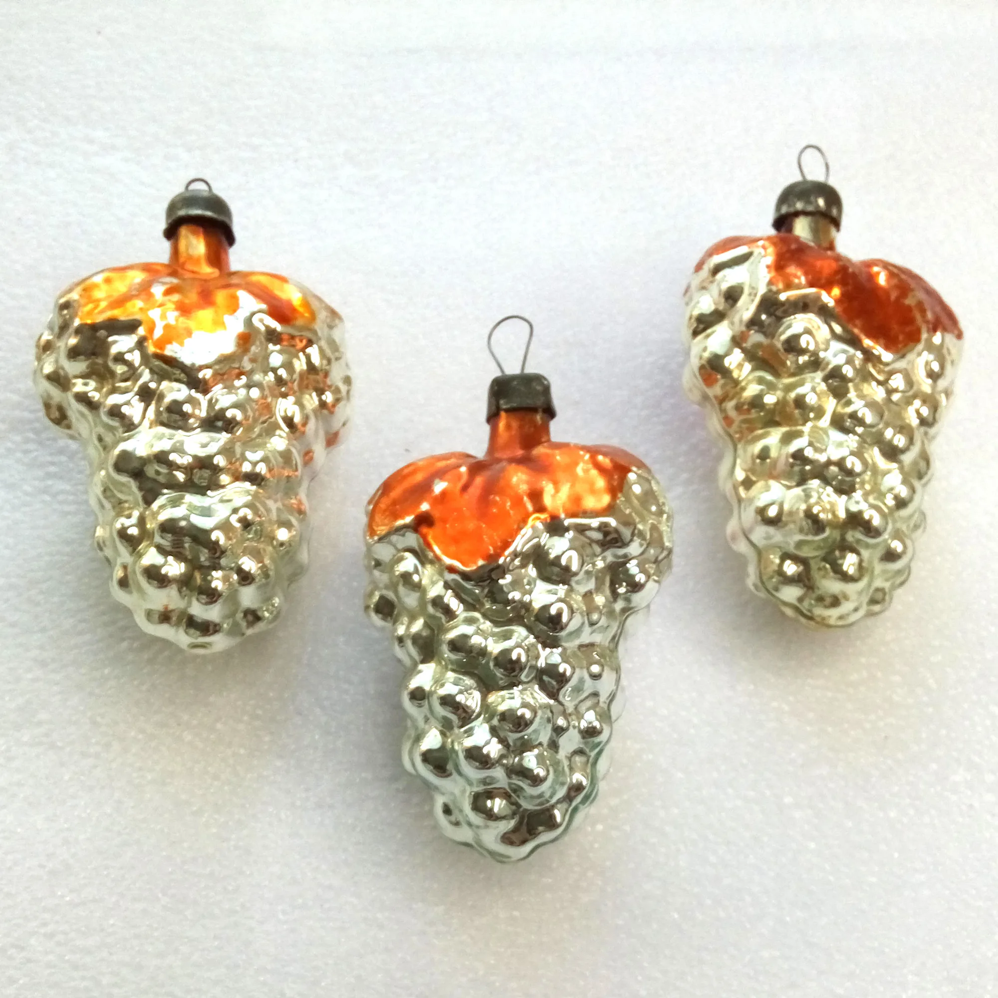 Set of 3 Vintage Glass Christmas Ornament Grapes