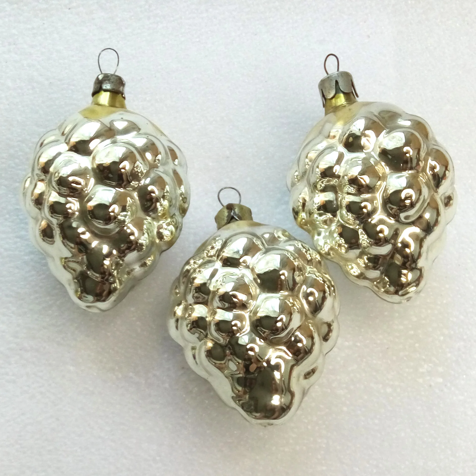 Set of 3 Vintage Glass Christmas Ornament Grapes