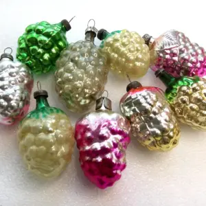 Set of 9 ANtique Vintage Glass Christmas Ornament Grapes