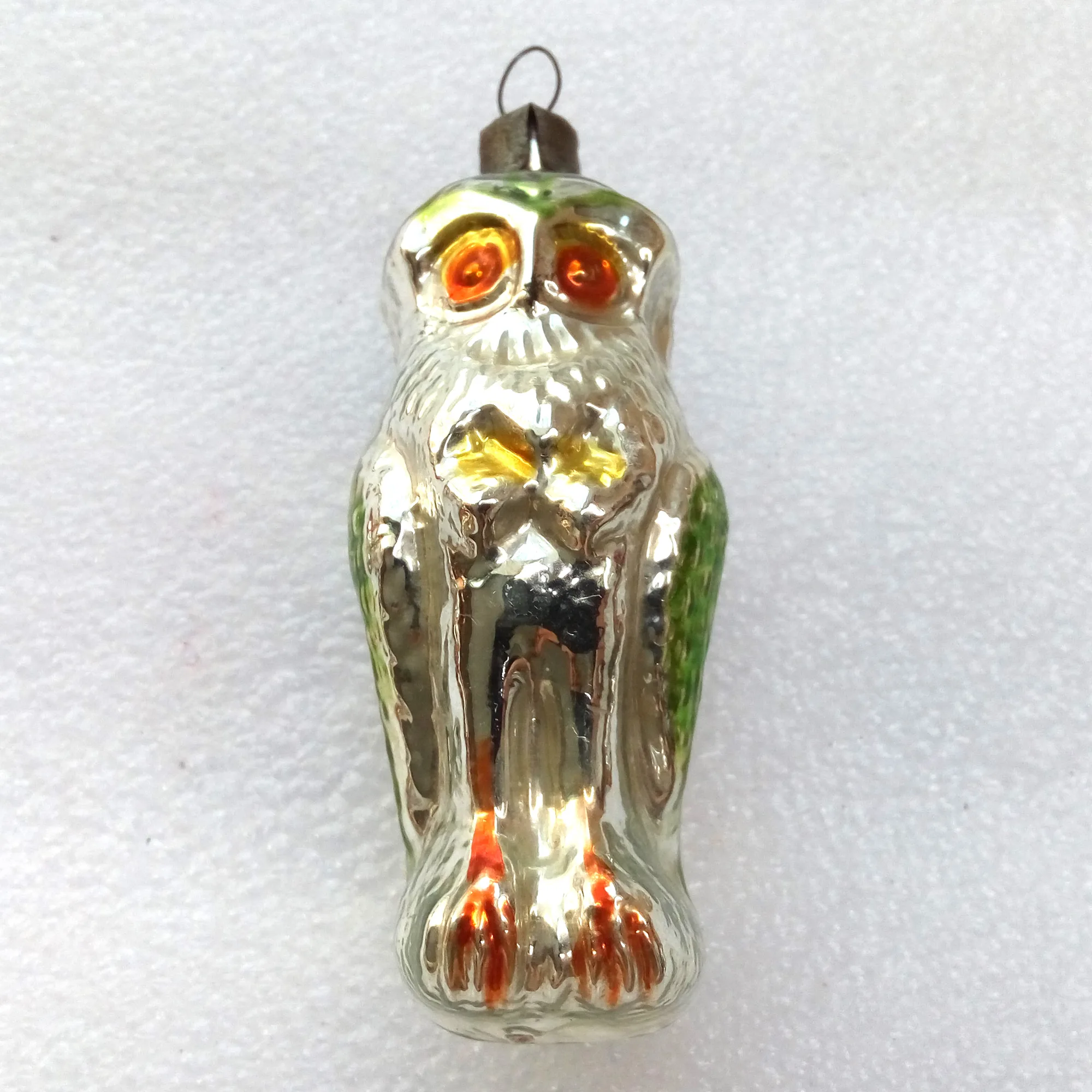 Vintage Mercury Glass Christmas Ornament Toy Owl