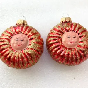Set of 2 Glass Christmas Ornament Toy Suns