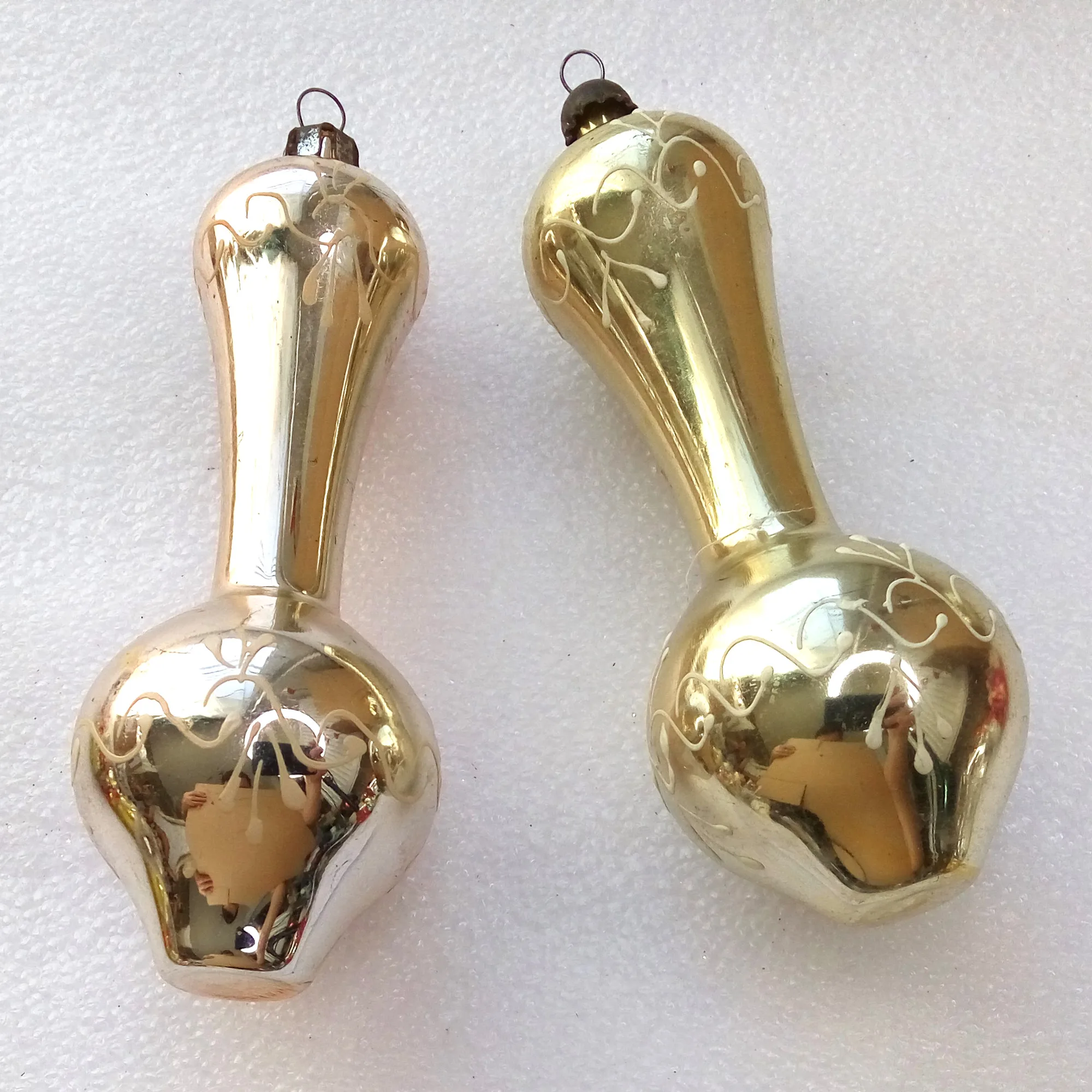Set of 2 Vintage Glass Christmas Ornaments Jugs