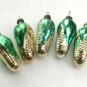 Set of 5 Old Antique Vintage Glass Christmas Ornaments Corns