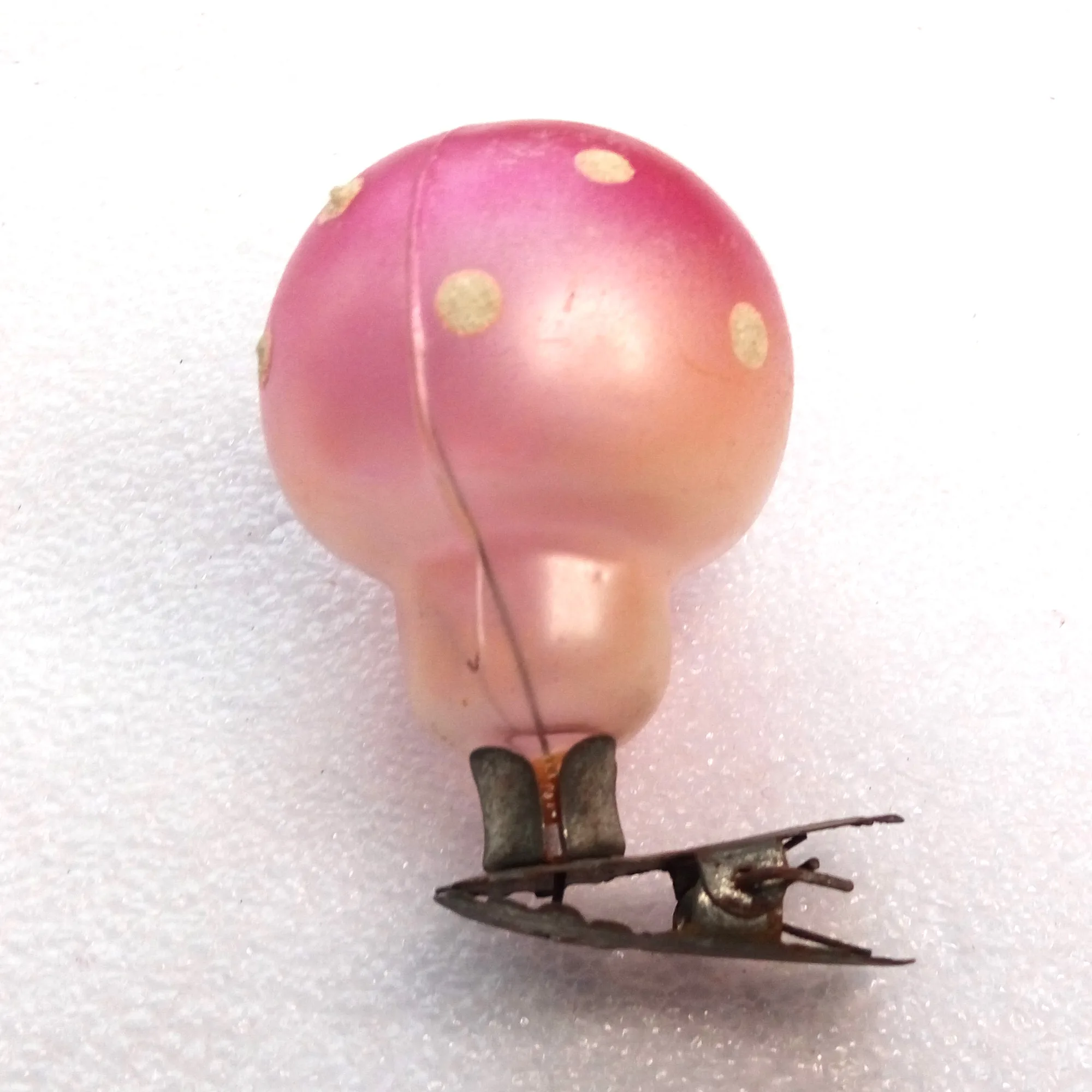 Old Antique Vintage Glass Christmas Ornament Mushroom