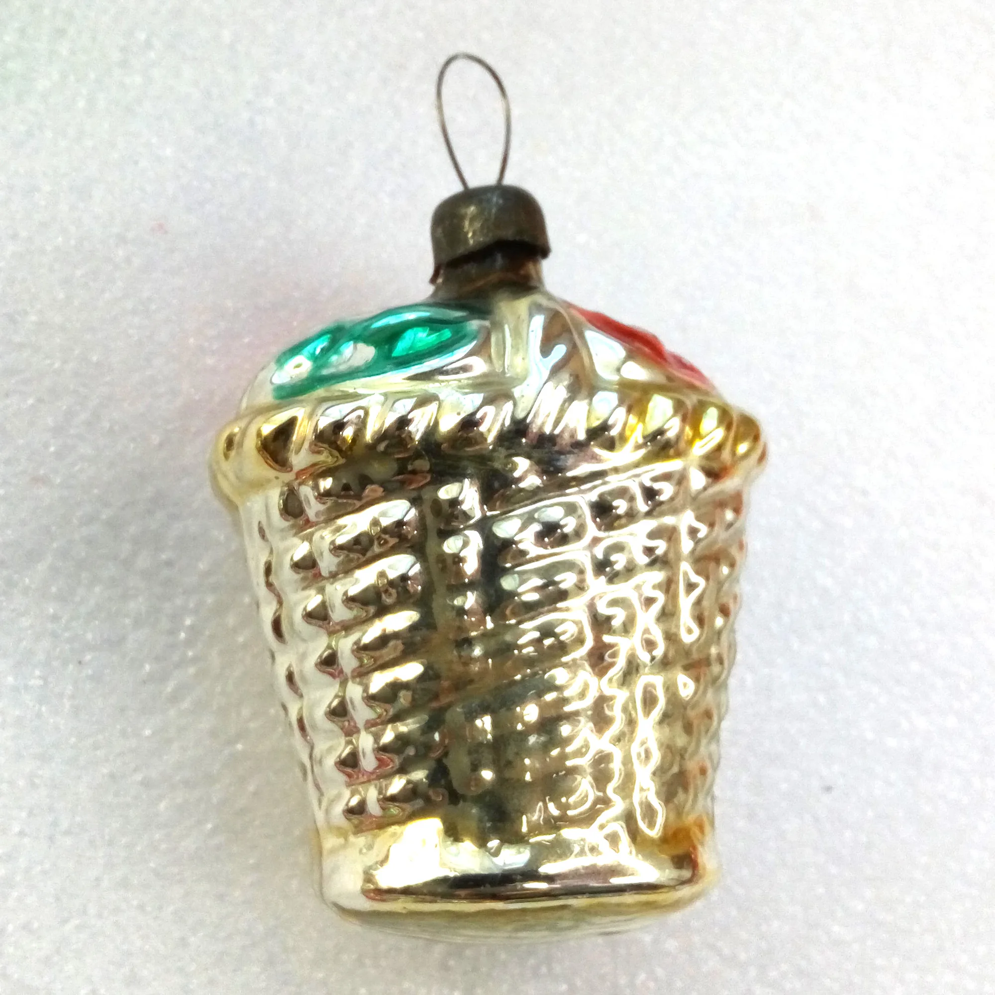 Old Antique Vintage Glass Christmas Ornament Basket