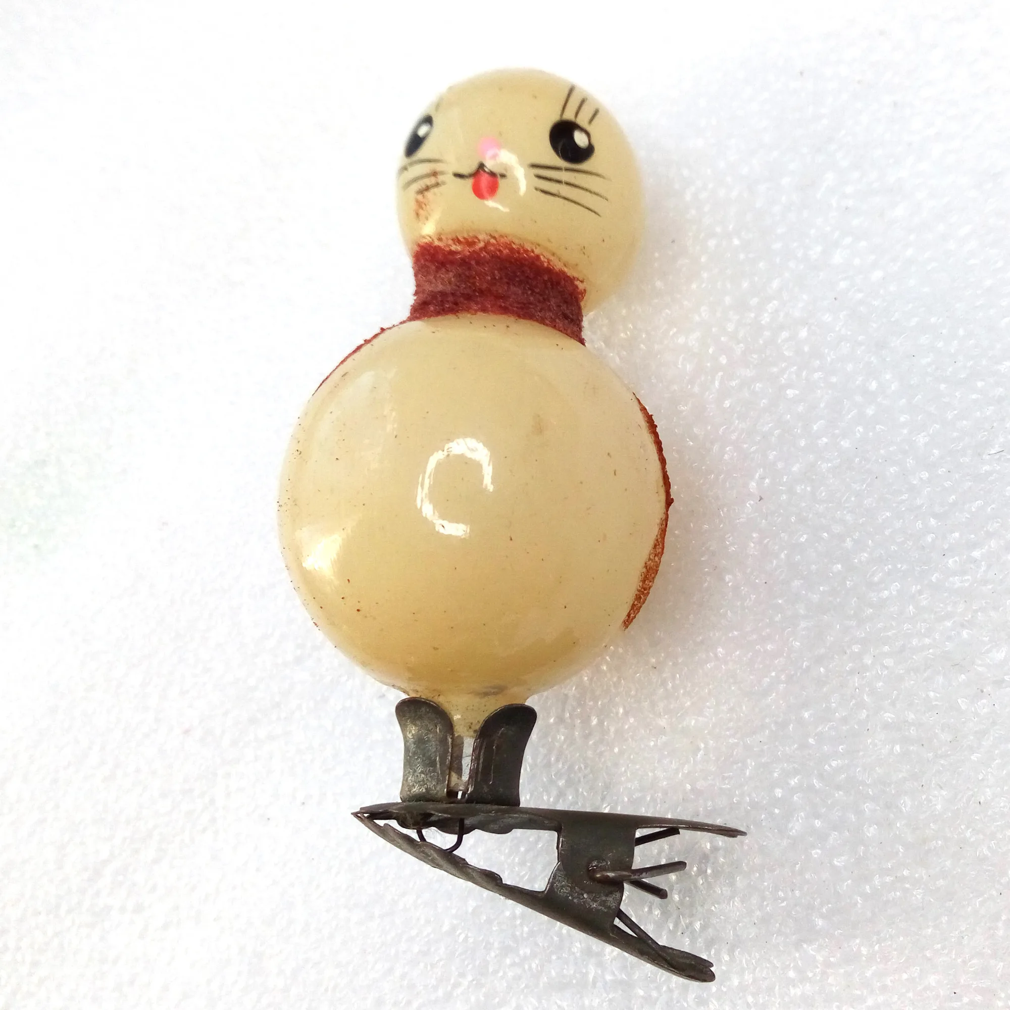 Old Antique Vintage Glass Christmas Ornament Kitten