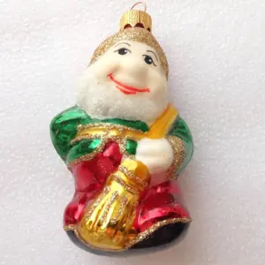 New Modern Ukrainian Glass Christmas Ornament Gnome
