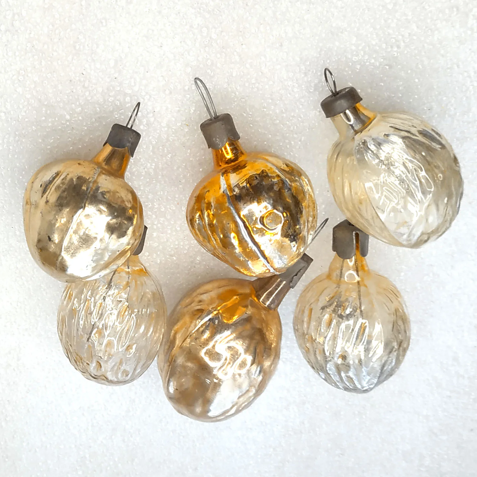Set of 6 Antique Vintage USSR Glass Christmas Ornaments Nuts