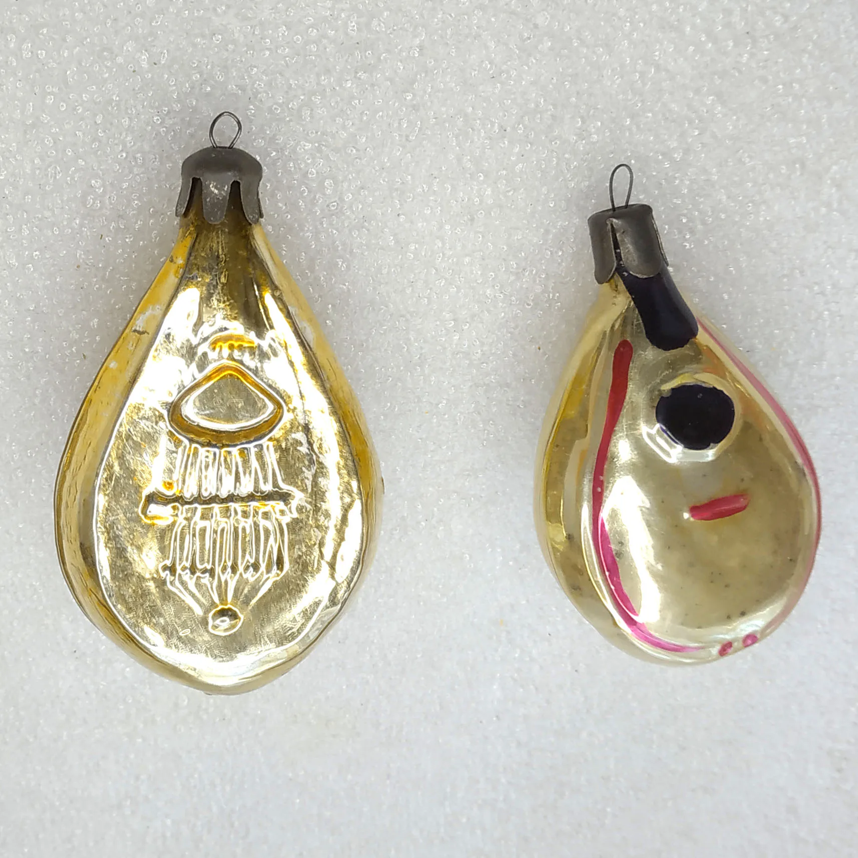 Set of 2 Antique Vintage USSR Glass Christmas Ornaments Bandura